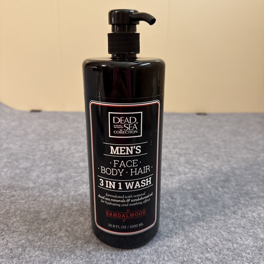 Dead Sea Collection Mens 3 in 1 Face Body+Face+Hair Wash Sandalwood 33.8oz